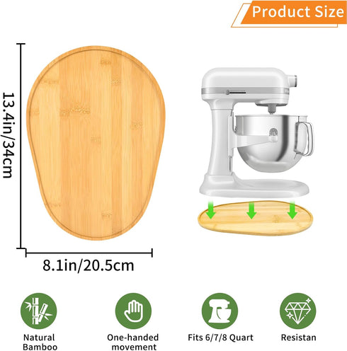 Bamboo Mixer Slider for Kitchenaid 6/7/8 Quart Bowl-Lift Stand Mixer, KN256WW Kitchen Attachment Sliding Mat