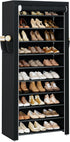 CASAMAYA Shoe Rack with Covers, 10 Tiers Tall Shoe Rack Organizer, Large Capacity