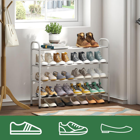 kiplant 4-Tier Closet, Expandable Shoe Rack, Expandable Metal Shoe Rack,Shoe Shelf for Entryway & Hallway