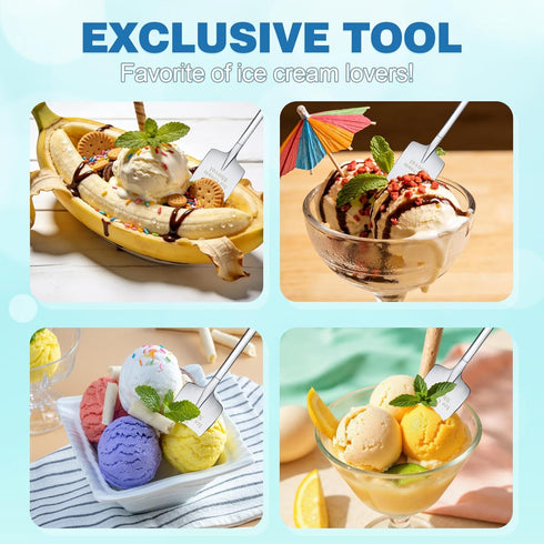 Muimnvi 2 Set 304 Pcs Ice Cream Shovel - Premium Stainless Steel Dessert Spoons for Eating Ice Cream, Funny Loving Gift