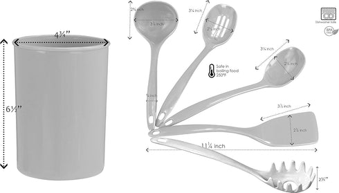 6 counter, Reston Lloyd Piece Kitchen Utensil Holder for kitchen Utensils crock with Heat Resistant Spoon, Slotted