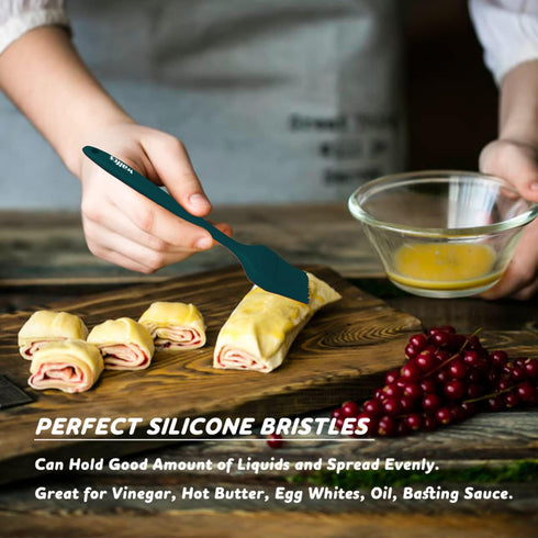 Walfos Silicone Basting Pastry Brush Set, 2 Pcs in Ink Green, Perfect for BBQ Grill Kitchen Cooking