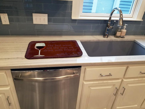 Caroline's Treasures SB3068DDM The Best Wines Are the Ones We Drink with Friends Dish Drying Mat, Absorbent Pad for