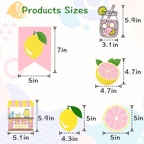 Pink Yellow Lemonade Banner for Stand Decorations, Lemon Sign Garland Summer Party Decor Supplies