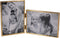 Double 4 by 6 Inch Metal Folding Picture Frames - 1 Landscape and 1 Portrait Style (Modern Gold)