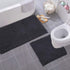 Luxurious 2-Piece Bathroom Rug Set in Charcoal - Chenille Bath Mat + U-Shaped Toilet Mat, Plush Anti-Slip Design