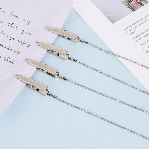 Vin Beauty 2 20 Pcs Dental Bib Clips Napkin Clip Chain Lanyard with Ball Chains Metal Bib Holder Chain Clips Reusable