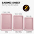 HONGBAKE Baking Sheet Pan Set, Nonstick Cookie Sheet for Oven, 3 Pack Half/Jelly Roll/Quarter Baking Tray, Pink