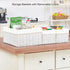 Vagusicc Set of 3 Wicker Storage Baskets, Hand-woven Decorative Rectangle Bins with Handles for Organizing, White