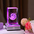 Movdyka Laser Etched Astronaut on Moon Crystal Cube with Color-Changing LED Base - Unique Space Decor, Romantic Night