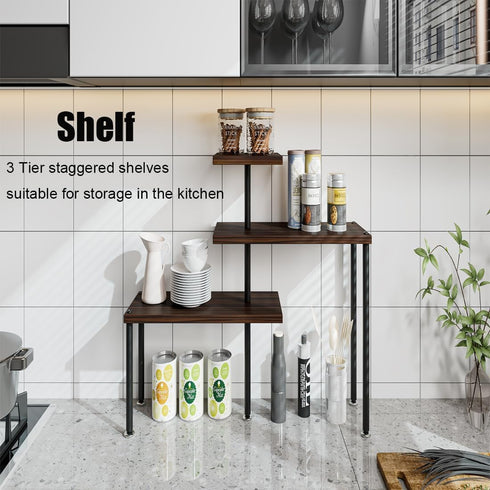 Countertop 3 Organizer Organization Tier Kitchen Corner Shelves Adjustable Spice Storage Rack for Bathroom Coffee Area