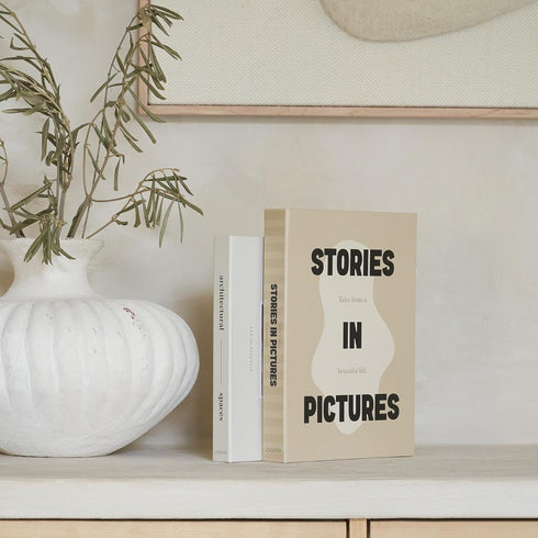 Set 2 Beautiful Decorative Books - of Boxes Enhance Your Coffee Table, Bookshelf or Mantel Decor - Aesthetic Fake/Faux