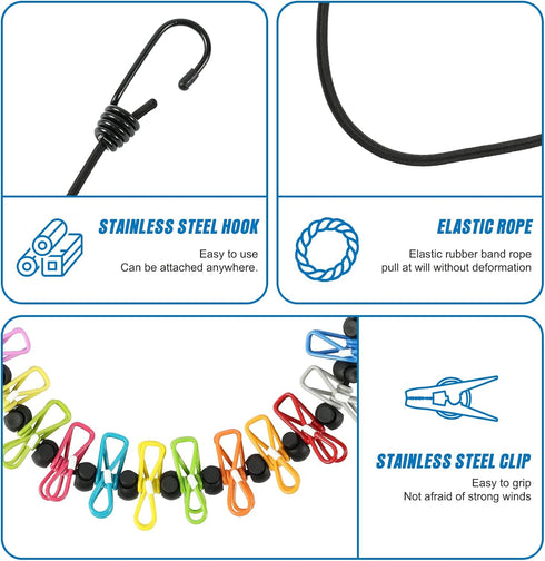 Portable Retractable Clothesline for Travel with 12 Clothes Clips, Indoor Laundry Drying Line, Outdoor Camping