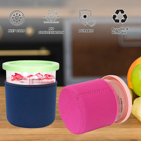Xumbtvs 4 NC501, NC500 Sleeve(Colorful,24oz) Reusable Ice Cream Sleeve, Pcs Neoprene Insulated Sleeves for Creami