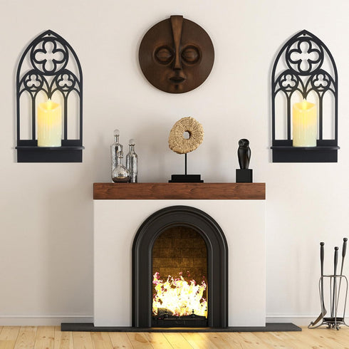 OYEFLY 2 Pcs Gothic Sconces Wall Decor,Black Goth Decor Arched Church Wall