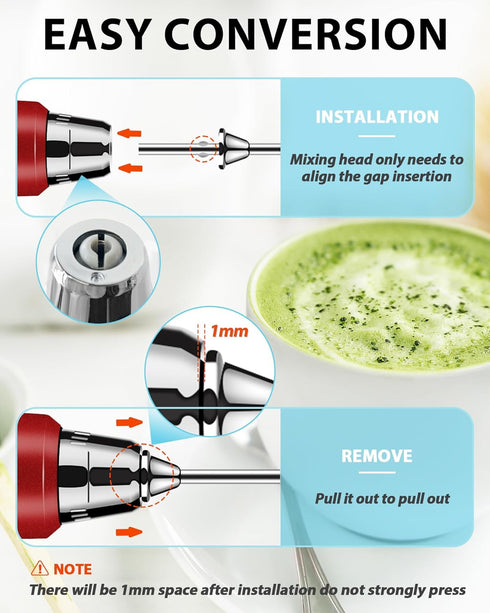 Milk Frother with Stand, Rechargeable Handheld Frother Wand, 3 Speed Adjustable, Electric Whisk Drink Mixer for Matcha