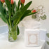 Jacaranda Living Square Tissue Box Cover, Decorative Cloth Tissue Holder, Scrolls Design, Beige