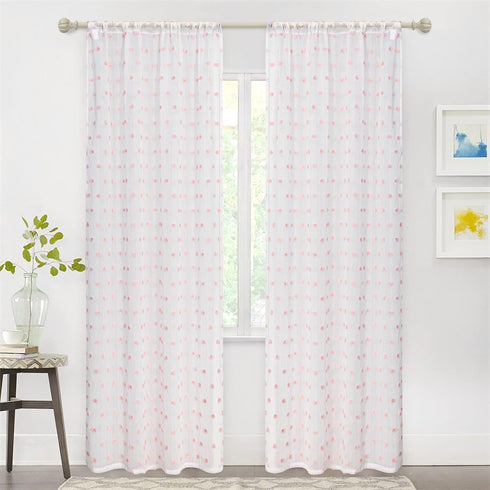 84 Inch 2 52 84 inch MYSKY HOME Pom Pom Sheer Curtains for Girls Bedroom Pink Curtains for Nursery Long Living Room