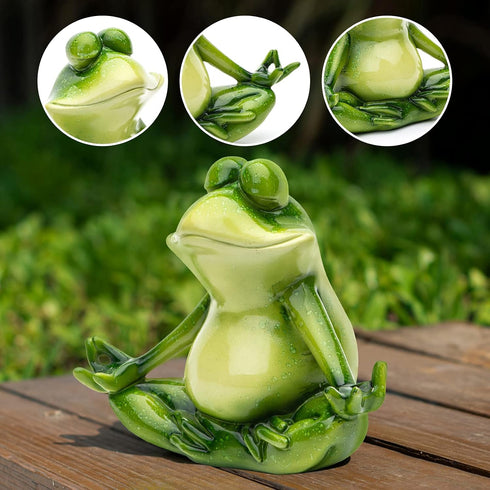 Yoga Frog Garden Statue: Outdoor Pool Decor Home Kitchen Figurine Patio Lawn Art Housewarming Gift by Hand Painted