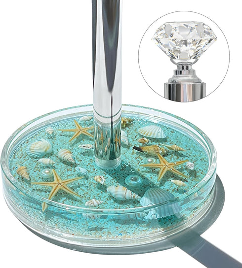 FONMY Acrylic Paper Towel Holder with Nature Seashell, Handmade Seascape Roll Holder for Kitchen or Bathroom