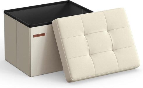 SONGMICS Mazie Collection - Small Folding Storage Ottoman, Foot Rest Stool, 12.2