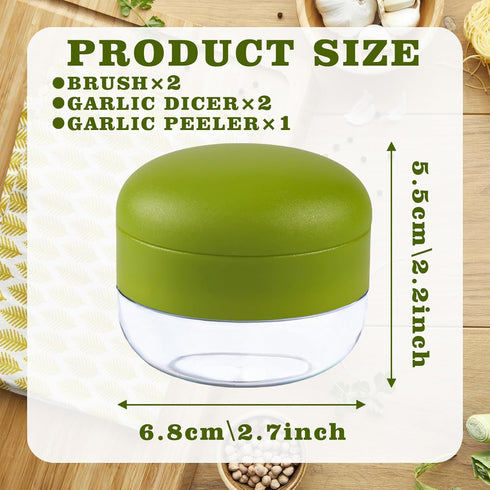 Nokiils 2 Pcs Garlic Press Stainless Steel, Garlic Mincer Crusher with Peeler and Cleaning Brush, Garlic Chopper Mini