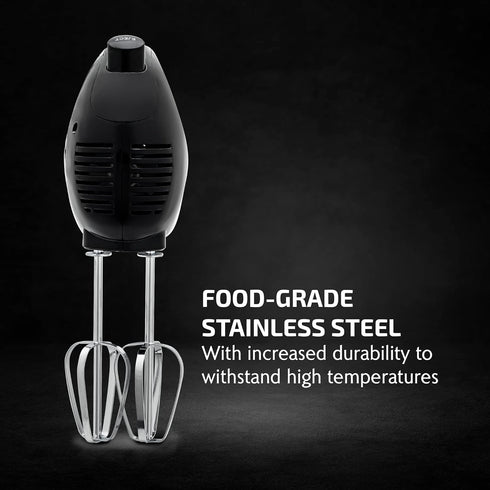 OVENTE 5-Speed Electric Hand Mixer, Stainless Steel Mixing Whisk, Portable & Lightweight 150W Motor, Black HM151B