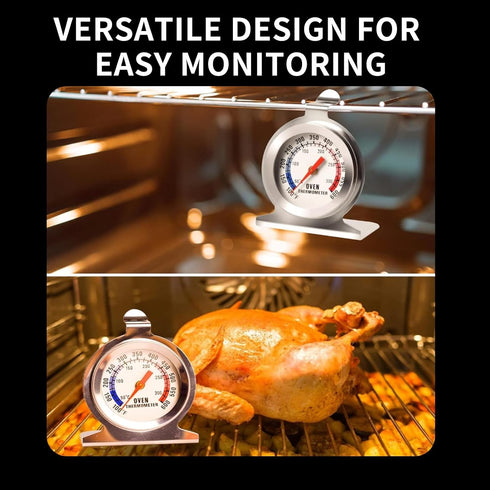 Large Dial Hanging Oven Thermometer - Accurate Temperature Gauge for Gas Electric Oven, Stainless Steel