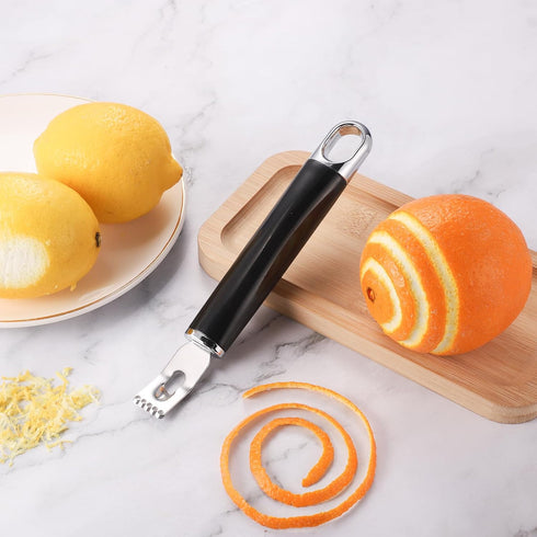 Channel Knife, 2-in-1 Stainless Steel Lemon Twist Peeler and Zester Tool for Kitchen Bar