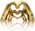 Oooct 2 Pack Gold Heart Hands Sculpture Decor, Resin Golden Modern Abstract Love