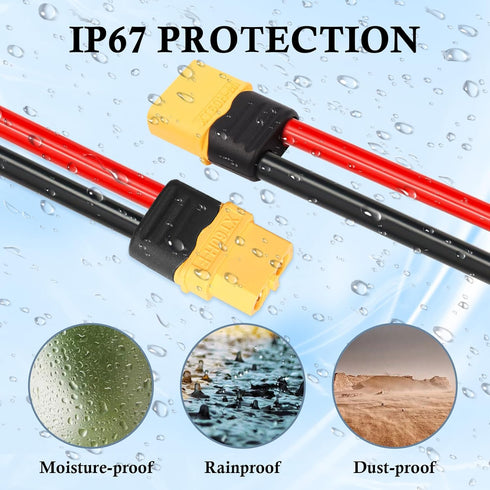 XT60 Extension Cable 10AWG 20FT, Male to Female Connector for Portable Power Station Solar Panel