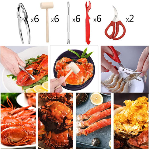 Ymkf Sqqr 26 Hammer,and Set PCS Seafood Tools Include Crab Crackers, Seafood Scissors, Lobster Sheller, Crab Shellfish