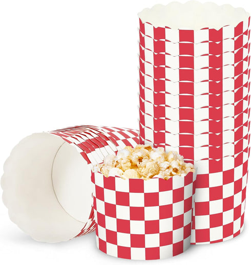 100Pcs Red Plaid Paper Baking Cups, White Red Checkered Cupcake Wrappers for Party Supplies