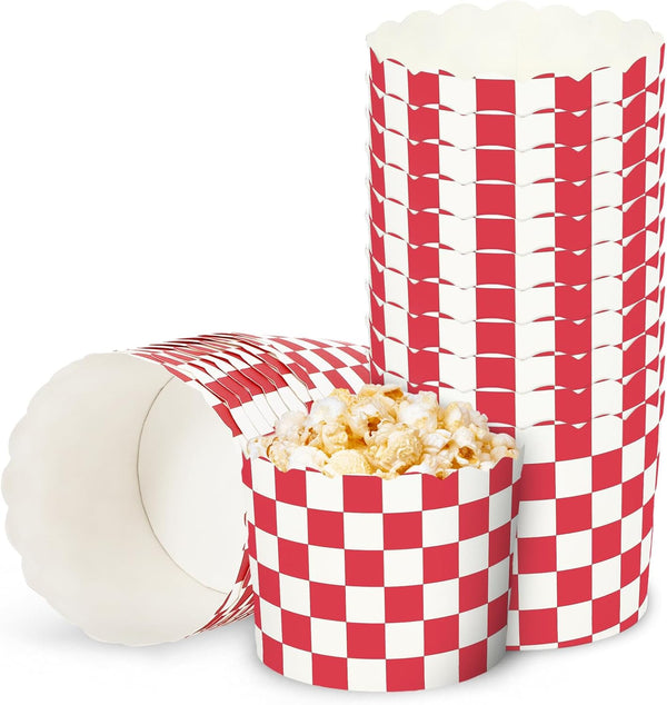 100Pcs Red Plaid Paper Baking Cups, White Red Checkered Cupcake Wrappers for Party Supplies