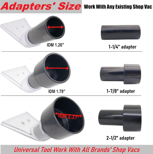 Universal Work with All Shop Vacs, 2-1/2" & 1-7/8" & 1-1/4" Adapters for Upholstery & Carpet Cleaning