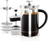 OVENTE 2-in-1 Coffee Press and Tea Maker, High Grade Stainless Steel Infuser, Borosilicate Glass, 27 Ounce, Clear