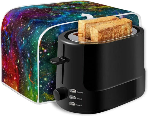 Colorful Galaxy Print Toaster Cover with Handle, Universal Size Dustproof Cover for 2 Slice Toaster and Microwave Oven