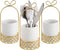 JUXYES Ceramic Silverware Holder for Tabletop, White Cutlery Holder with Golden Metal Bracket for Kitchen