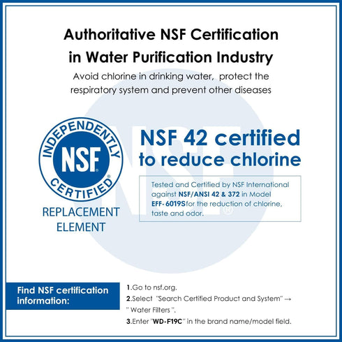 Waterdrop WD-F19C Replacement Refrigerator Water Filter for GE® RPWFE®, RPWF, Compatible with GFE28 Models