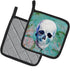 Caroline's Treasures Day of The Dead Teal Skull Pot Holders, 7 1/2 x 7 1/2, Heat Resistant