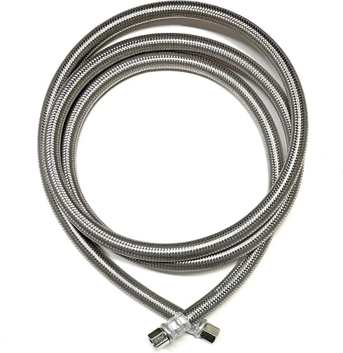 6 FT Stainless Steel Braided Ice Maker Hose, 1/4" Comp by 1/4" Comp Connection