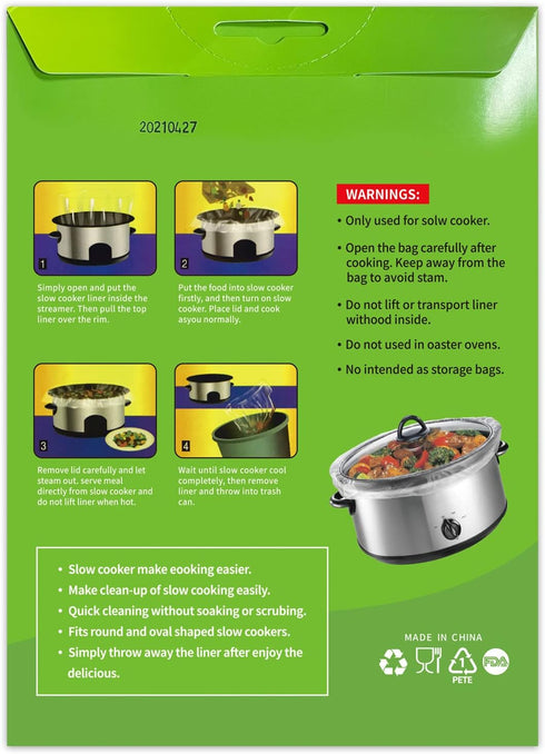 Slow Cooker Liners Disposable Cooking Bags - Small Size Pot Liners Fit 1QT to 3QT for Oval & Round Pot (20)
