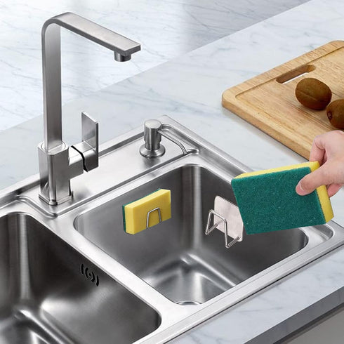 2Pcs SUS304 Sponge Holder for Kitchen SinkStrong Adhesive Small Sponge HolderSink Holder for Brush and SpongePremium