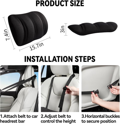 Veitail Lumbar Support Pillow for Car,Back Support for Car Seat Cushion,Adjustable Straps Securely Fixed Car Lumbar