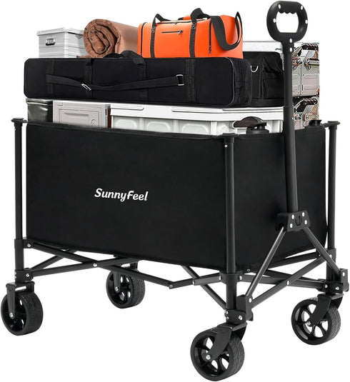 SUNNYFEEL Collapsible Wagon Cart with Wheels Foldable - 176lbs Standard Borderless Version
