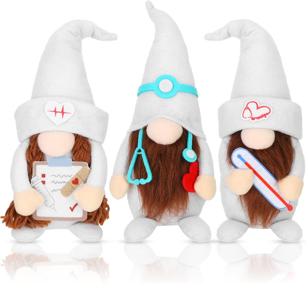 Lineshading 3 Pcs Nurse Doctor Home Gnome Figurines Plush Decoration Swedish Gnomes Ornaments