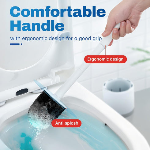 Vacplus Toilet Bowl Brush and Holder, Compact Toilet Brush for Bathroom with Holder, Quick-Dry Toilet Bowl Cleaner