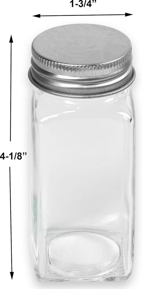 4 12 Pack Simple Houseware Spice Jars Ounce Square Glass Bottles with Shaker Lids, Funnel and Labels for Seasoning