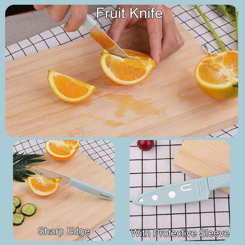 Magicorange Travel Cutting Board Set, 3 Pcs Mini Camping Plastic Cutting Boards & Stainless Steel Knife with Sheath,