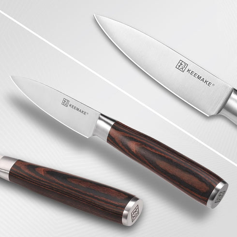 KEEMAKE 3.5 inch Paring Knife, German High Carbon Stainless Steel Fruit Knife with Pakkawood Handle and Gift Box